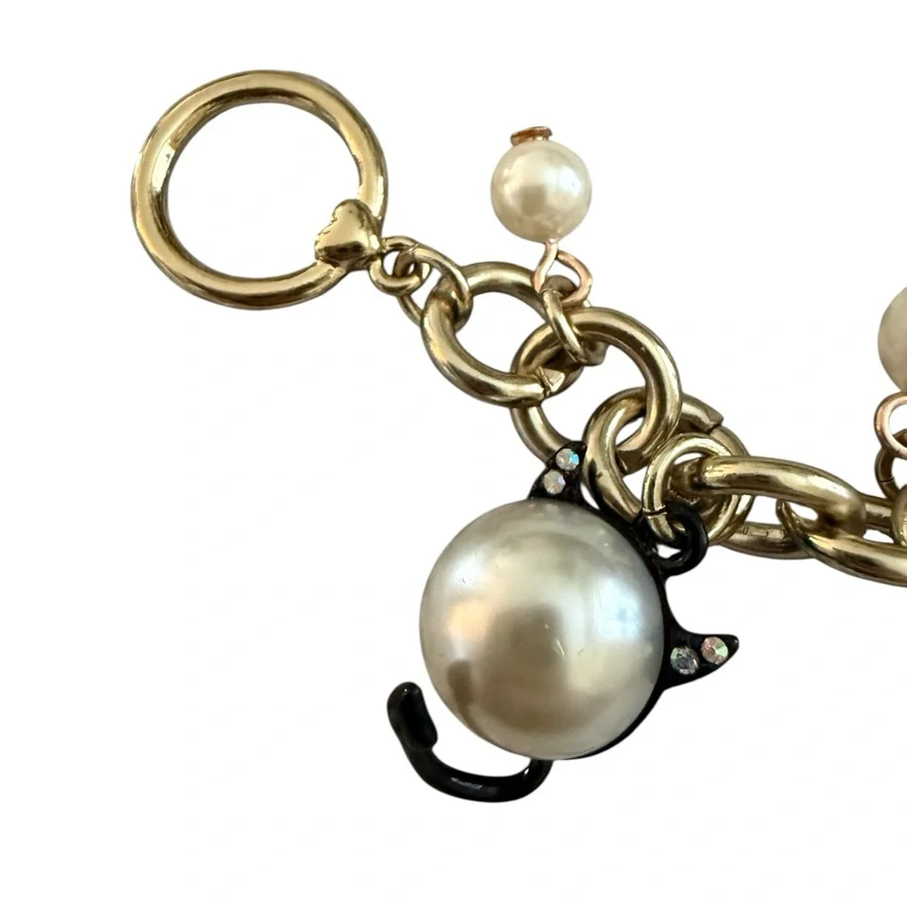 Betsey Johnson 3-PC Bracelet Set-Charm Bracelet,Faux Pearl Stretch & Blue Cryst